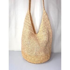 Boho Beach Bag Tote Straw Crochet Slouchy Summer Festival Farmer's Market Clean